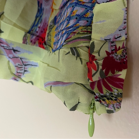 Anthropologie Maeve Garden Silk Top Shirt Blouse US 6 Floral Birds Short Sleeves - Picture 6 of 10